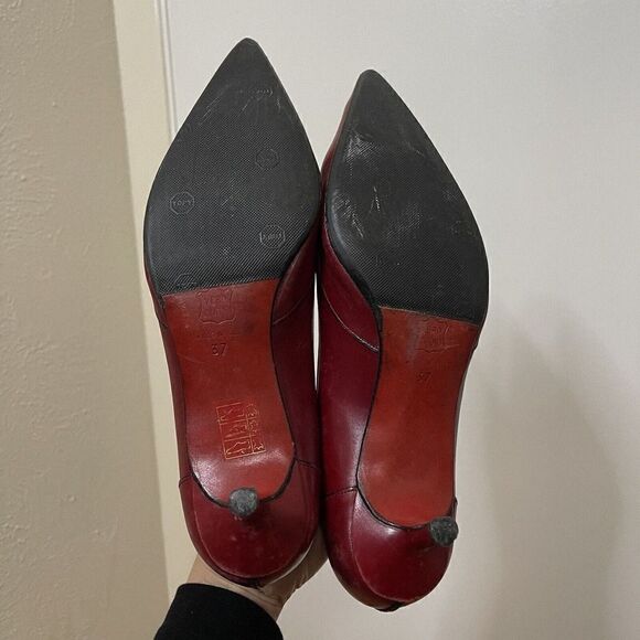 Vintage Christian Louboutin Red leather pointed kitten heels size EU 37 - Picture 7 of 12
